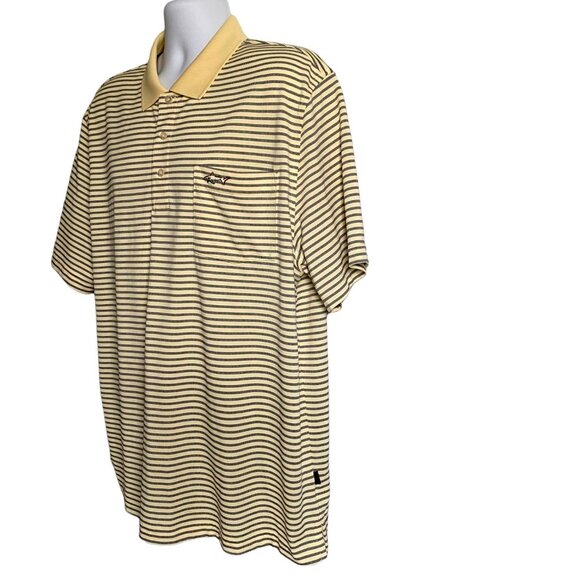 Greg Norman for Tasso Elba Five Iron Polo Shirt Play Dry Yellow Black Stripe - Picture 3 of 7